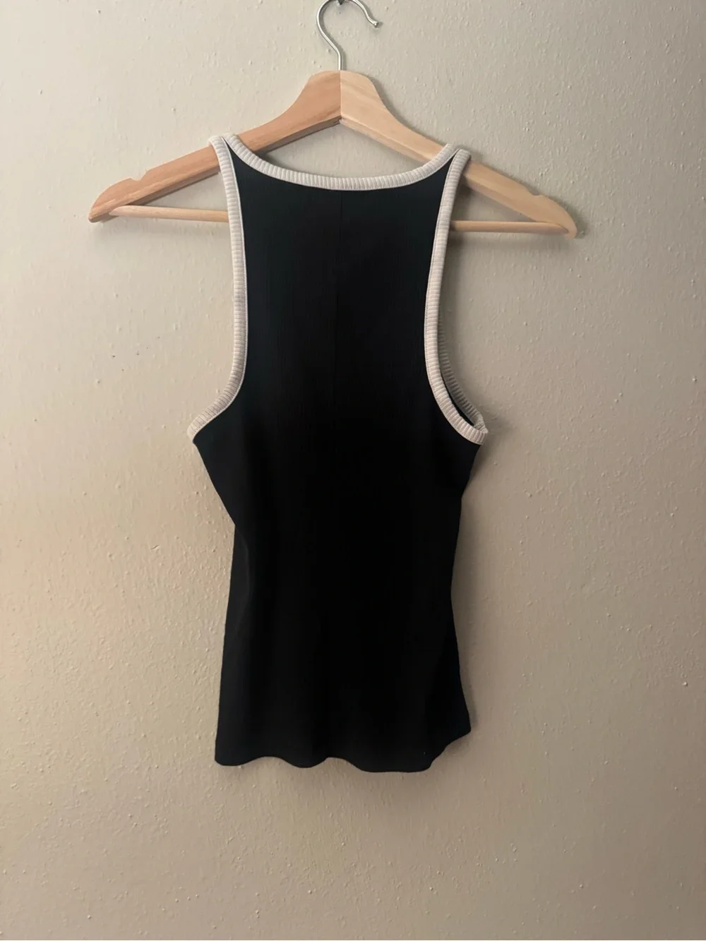 J. Crew Black Ribbed Tank with White Trim Accent